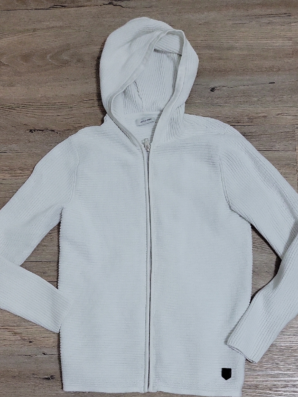Jack & Jones White Hooded Zip Cardigan